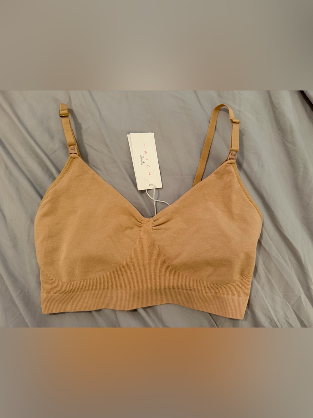 NWT Hatch The Essential Nursing and Bumping Bra Size Medium Sand Color